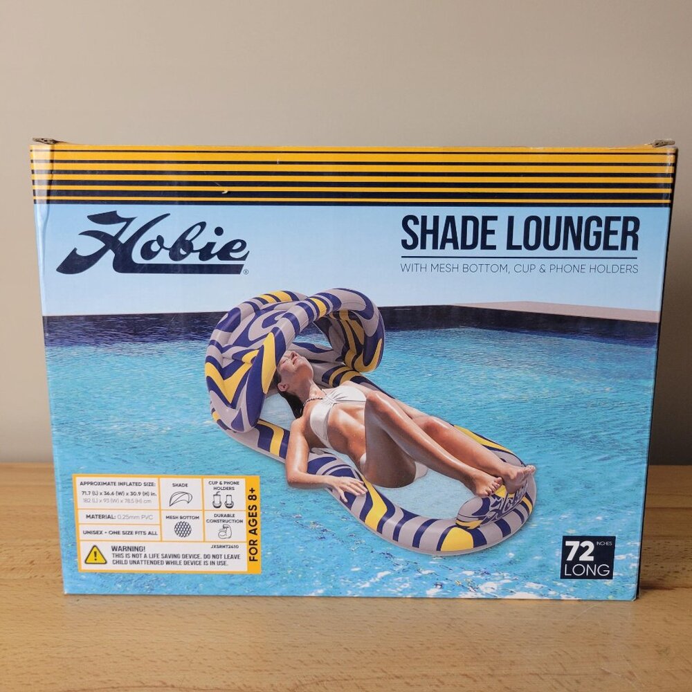 Hobie Shade Lounger 72” With Cup And Phone Holder Pool Float Raft Inflatable NEW